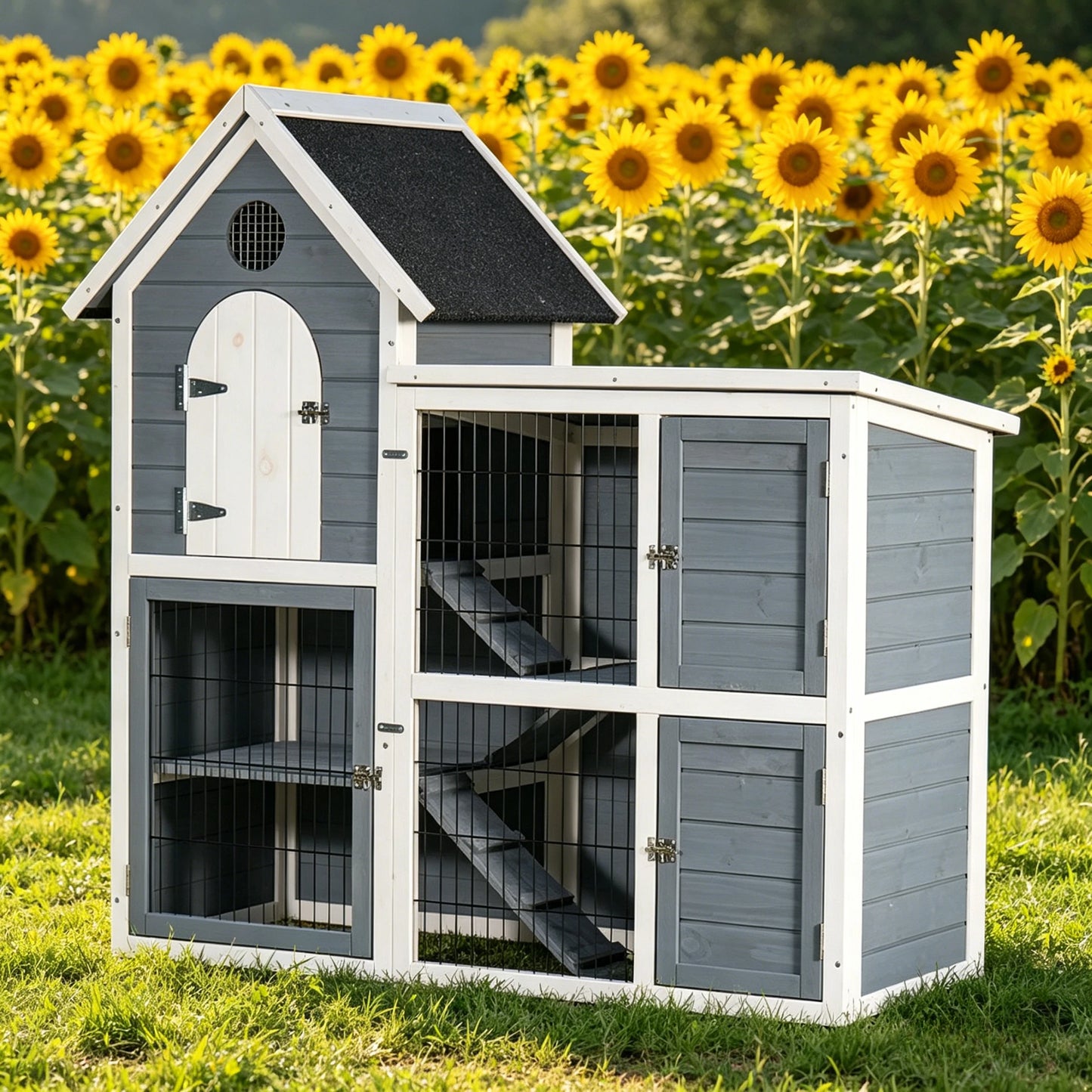 Double Decker Solid Wood Chicken Coop Outdoor Waterproof Nest Box Pull Out Tray