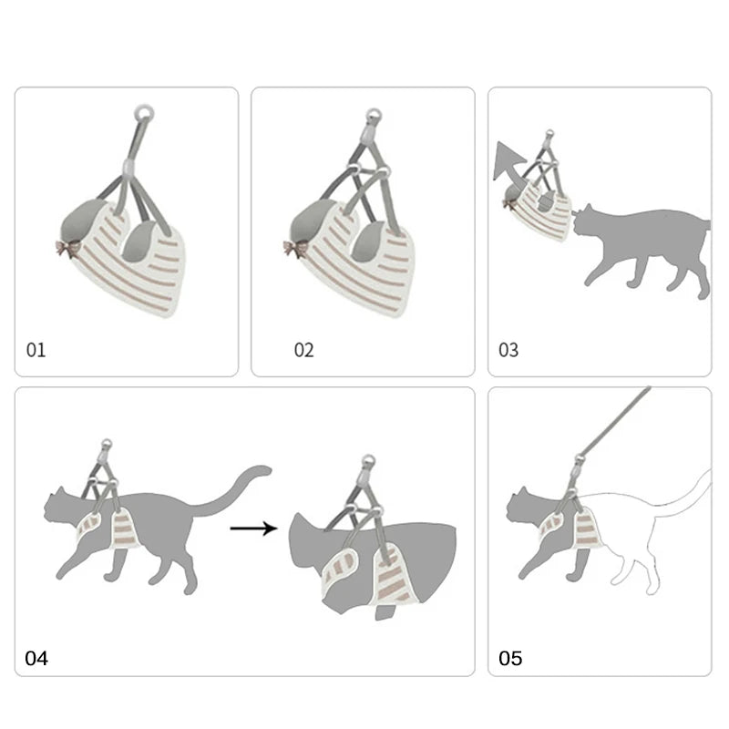 XLeiPet Gentleman Rabbit Cat Vest Harness With Bow Tie Leash