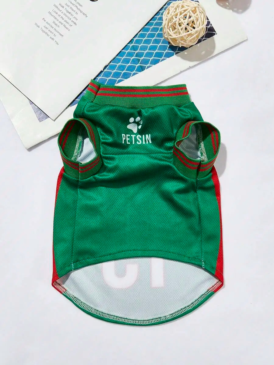 Mexican National Team Style Pet Jersey With Striped English Number Print