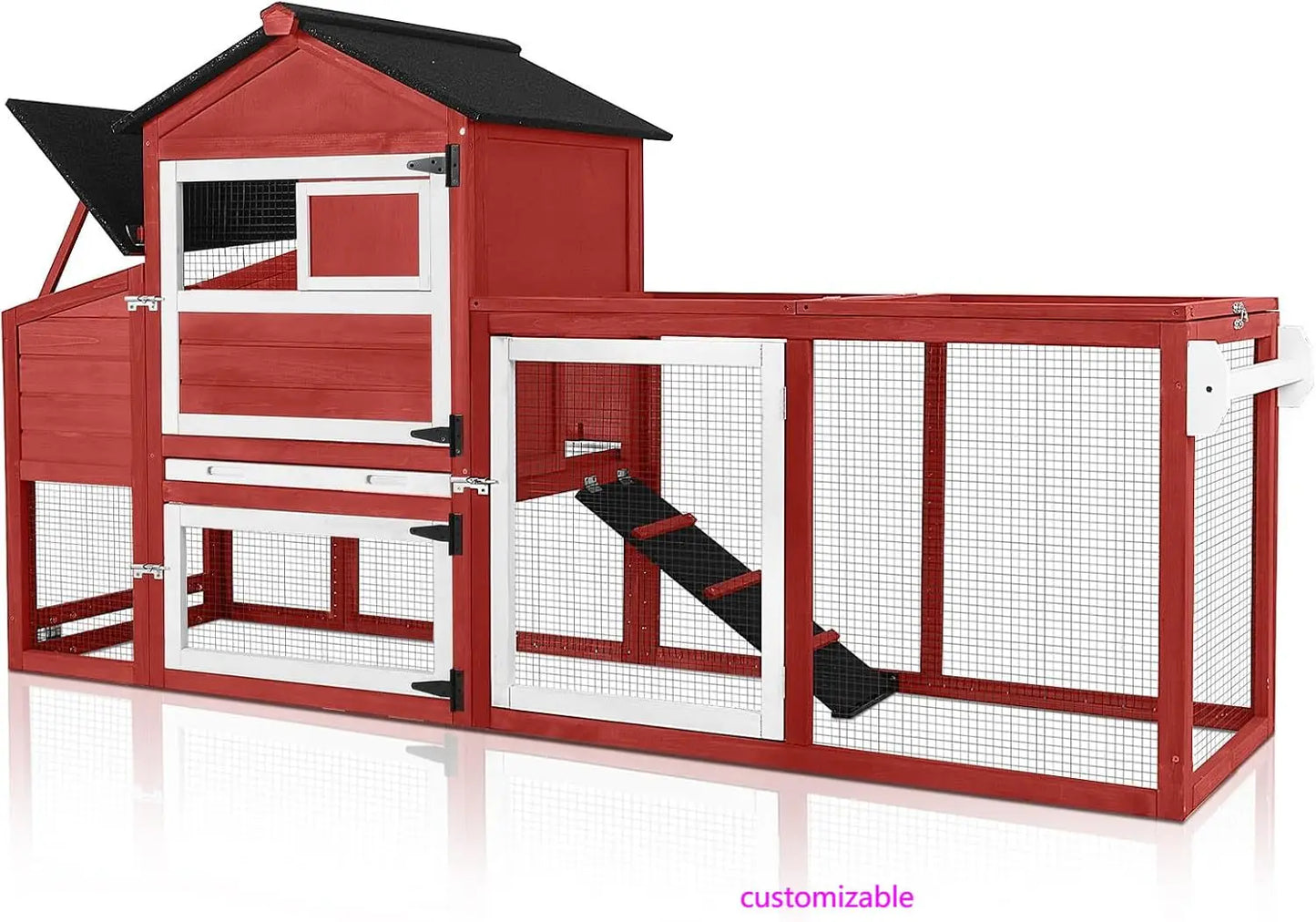 XMSJ Outdoor Chicken Coop With Wheels Nesting Box Leakproof Tray