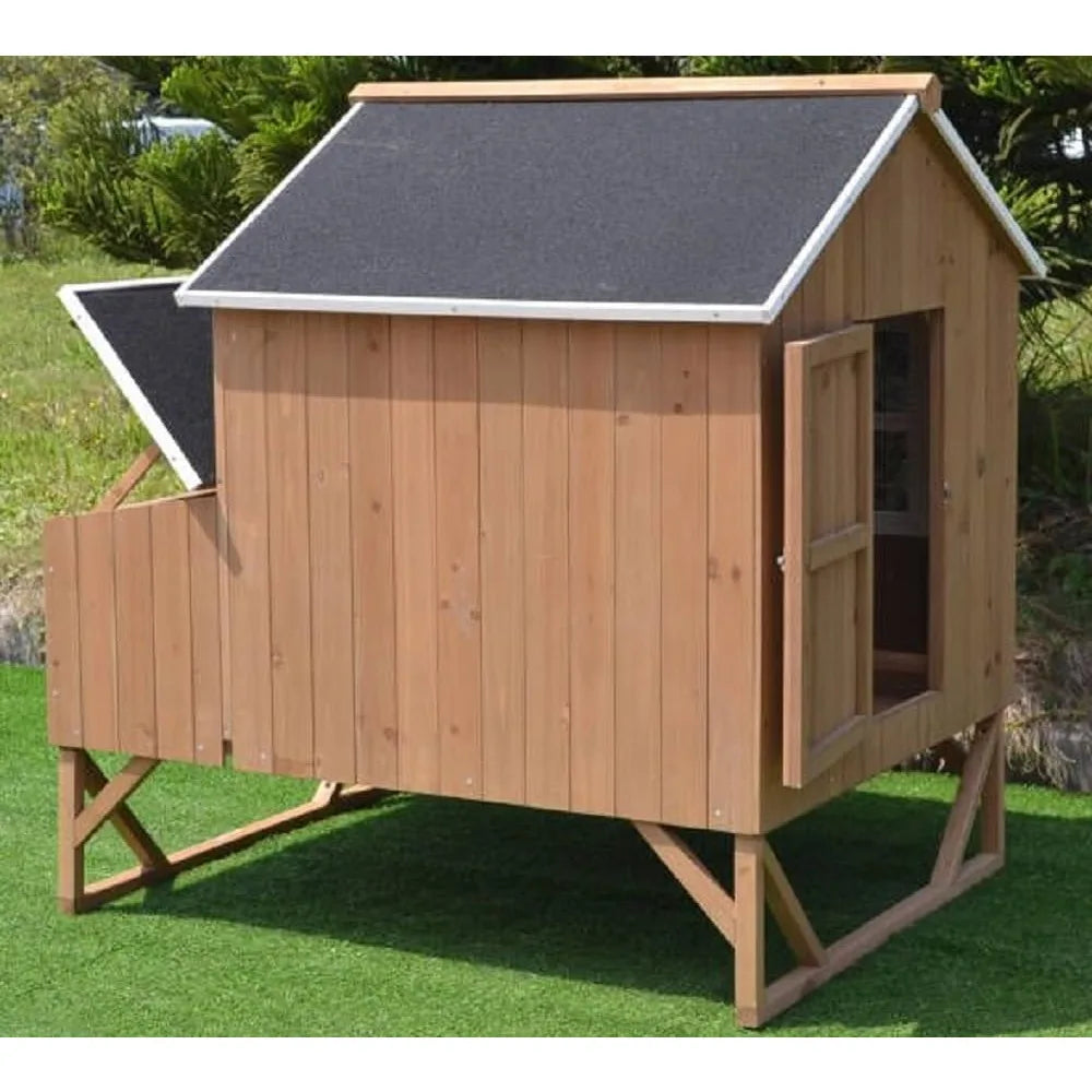 MKDK Deluxe Wood Chicken Coop With 3 Nesting Boxes