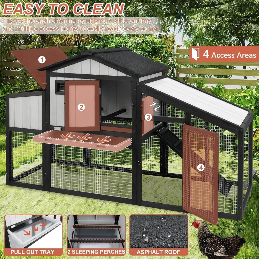 TANGXU Wooden Chicken Coop And Run Nesting Box For 1 To 2 Chickens Backyard