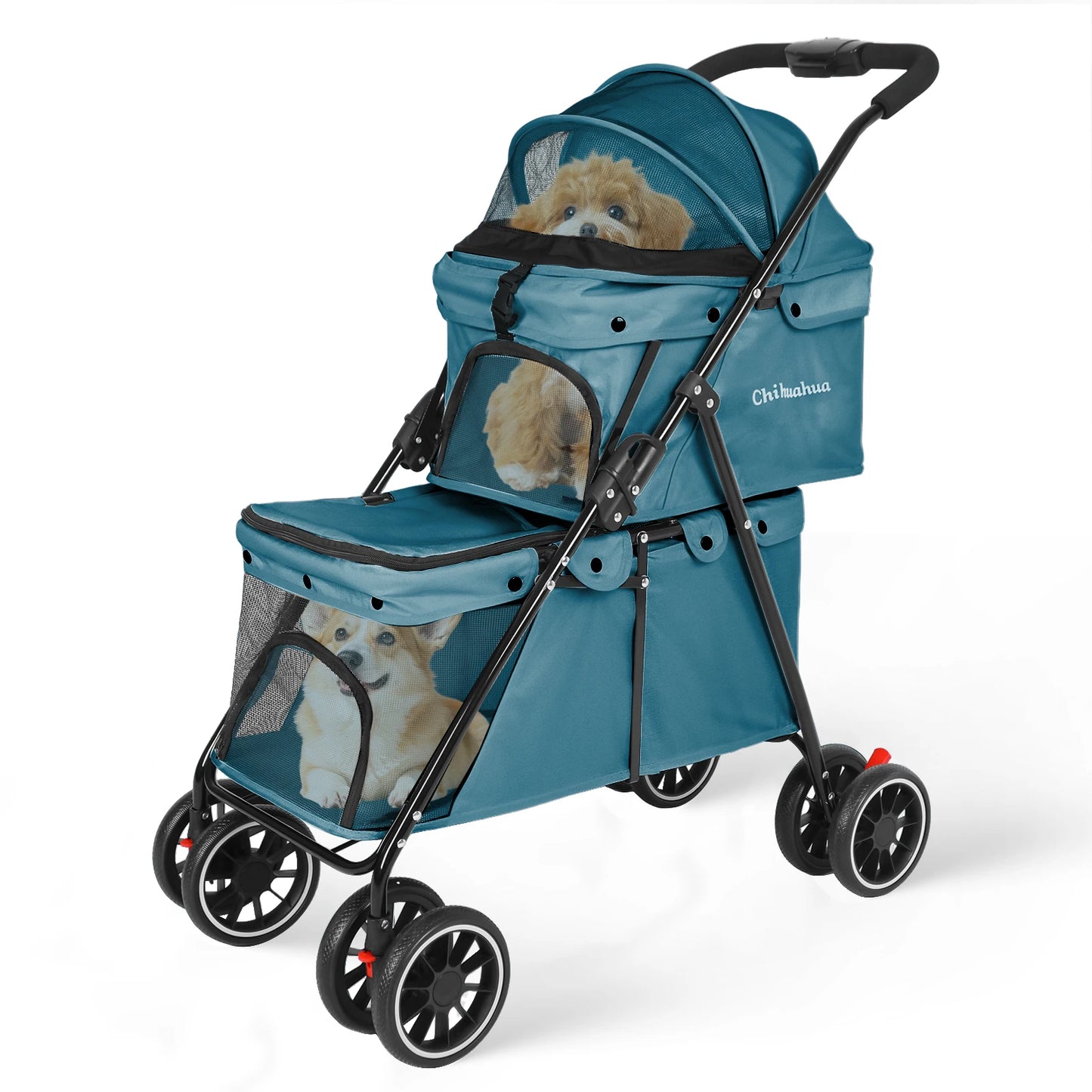 Double Pet Stroller for Dogs and Cats for Two Pets