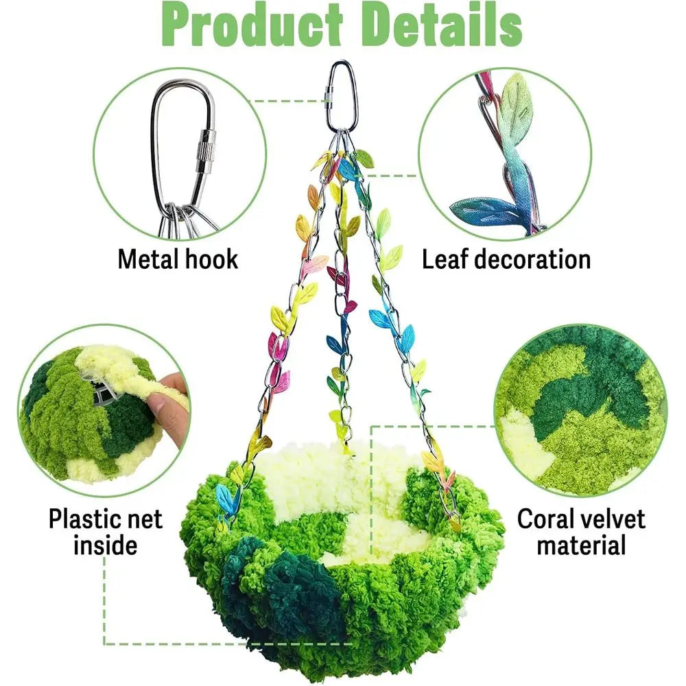 Hanging Bird Hammock Bed For Cage Plush Nest Parrot