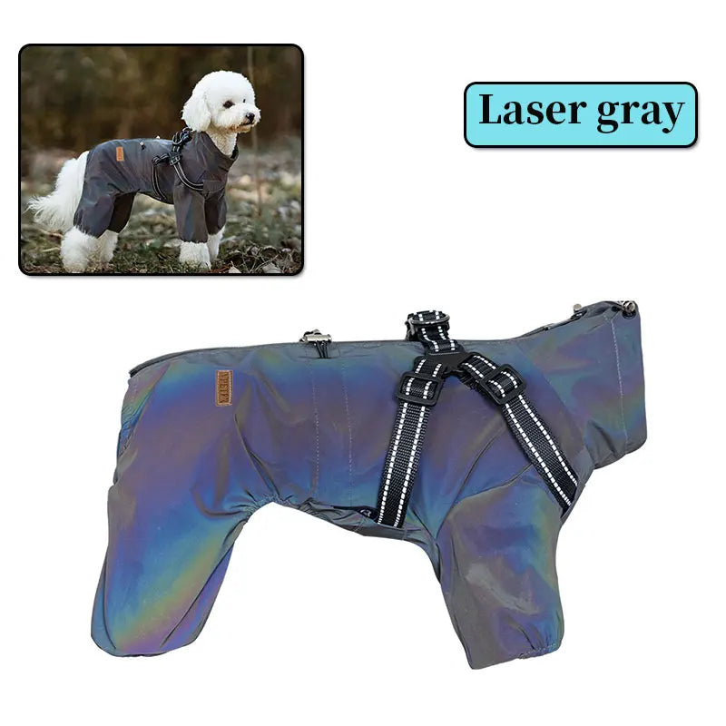 NONE Dog Raincoat With Harness Waterproof Jacket Reflective Strips
