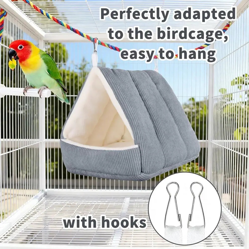 Cloud-Soft Winter Warm Bird Bed Cage With Plush Hammock Hut