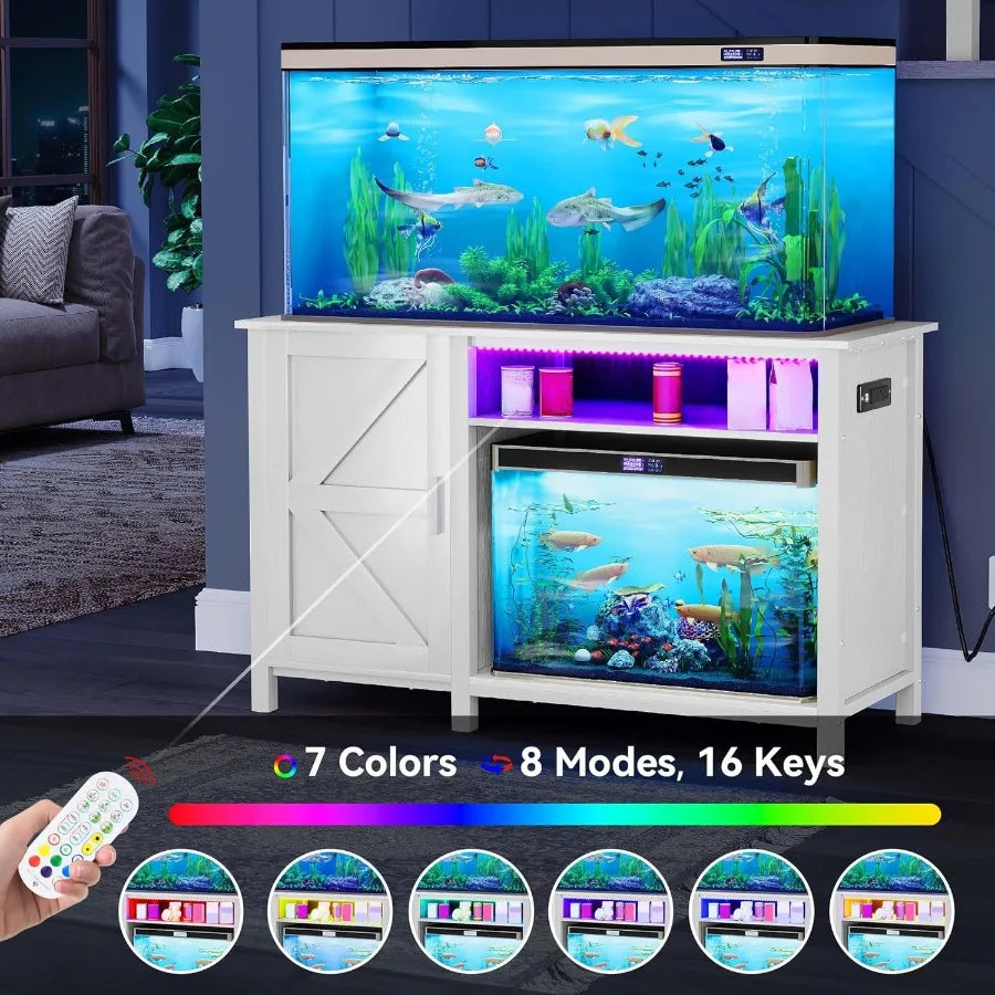 YITAHOME Aquarium Stand With Power Outlets RGB Light