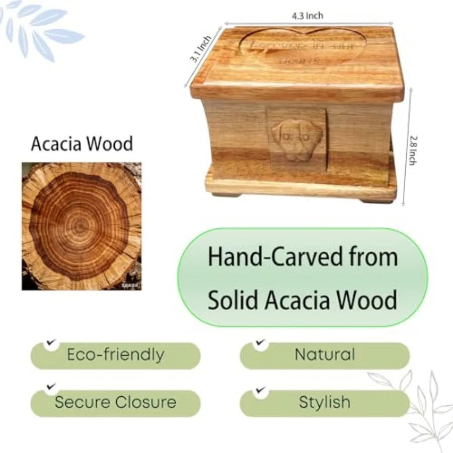 Pet Memorial Urn for Dogs and Cats Acacia Wood Keepsake