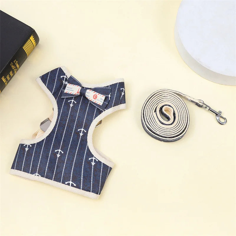 XLeiPet Gentleman Rabbit Cat Vest Harness With Bow Tie Leash
