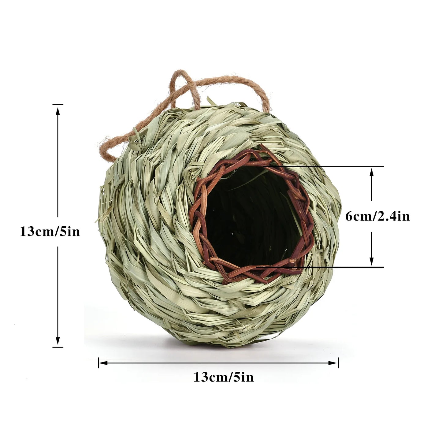 Straw Weaving Bird Nest House Reed Grass Hanging Outdoor Birdhouse
