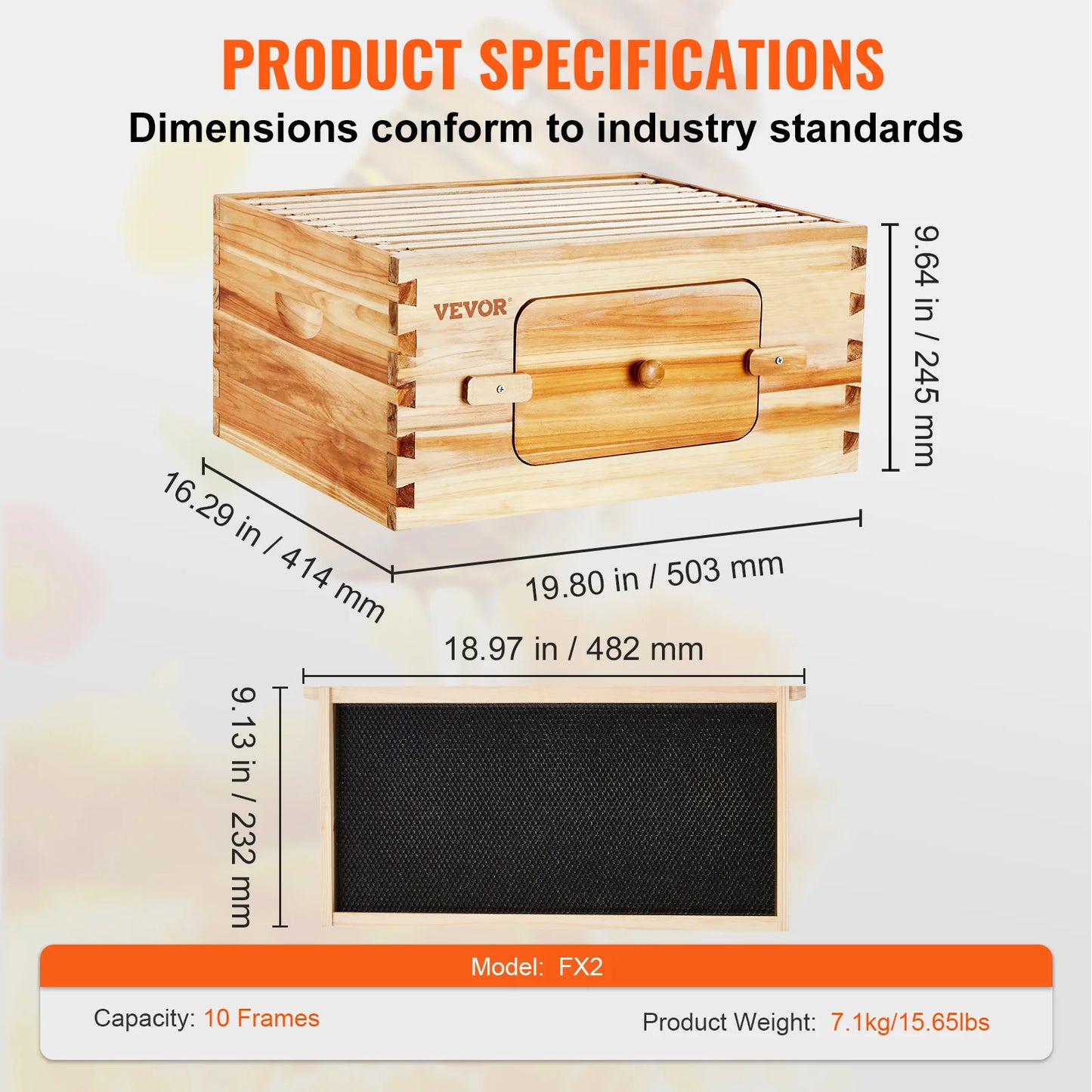 SucceBuy Natural Cedar Wood Langstroth Beehive Kit With Acrylic Windows
