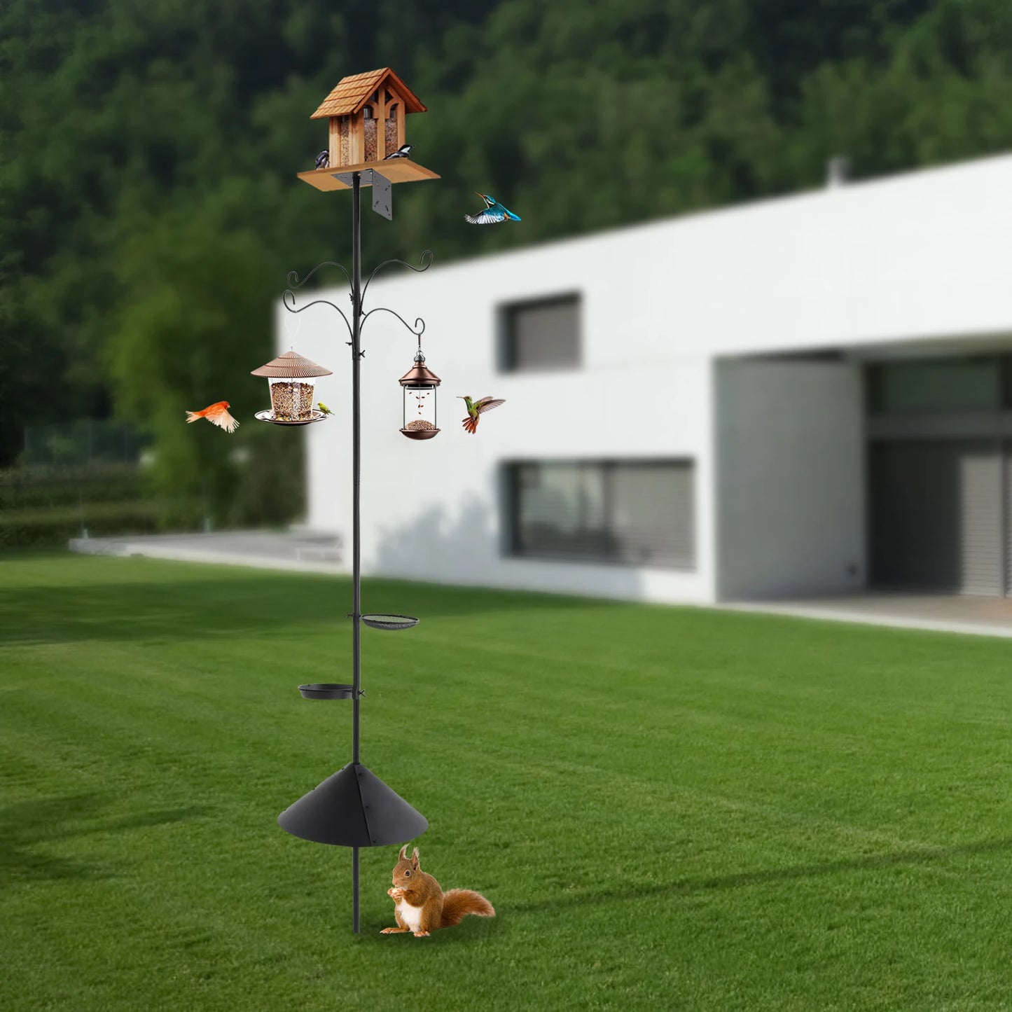 Hign-concerned Bird Feeder Pole With Squirrel Proof Baffle