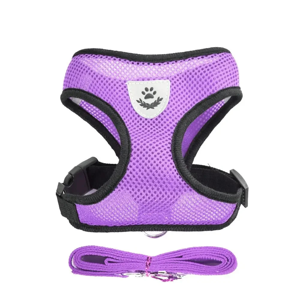 Dog Harness Leash Adjustable Mesh Vest For Walking Pets Daily