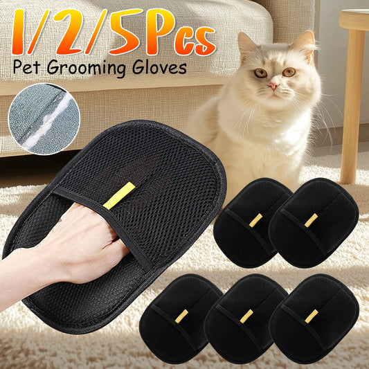 Double Sided Deshedding Brush Glove For Cat And Dog