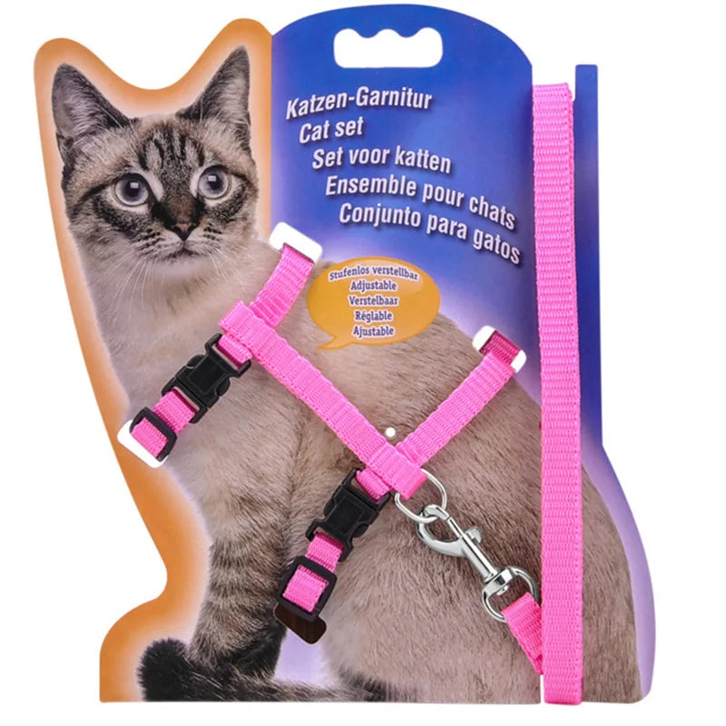 Adjustable Cat Collar Harness Leash Set Nylon For Cats