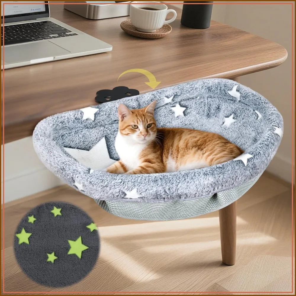 Glow In The Dark Cat Desktop Bed With Robust Clamp