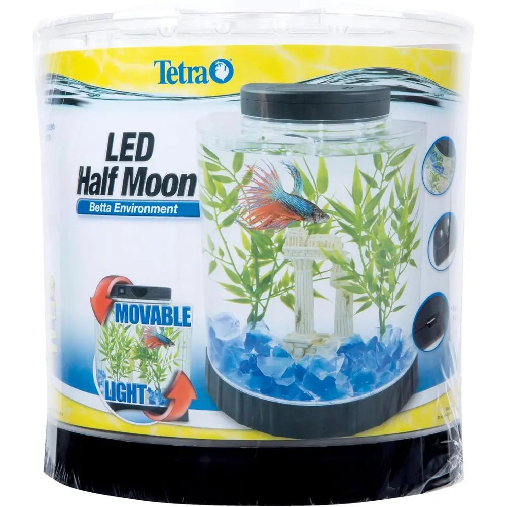 Half Moon Fish Tank With Movable LED Light For Betta