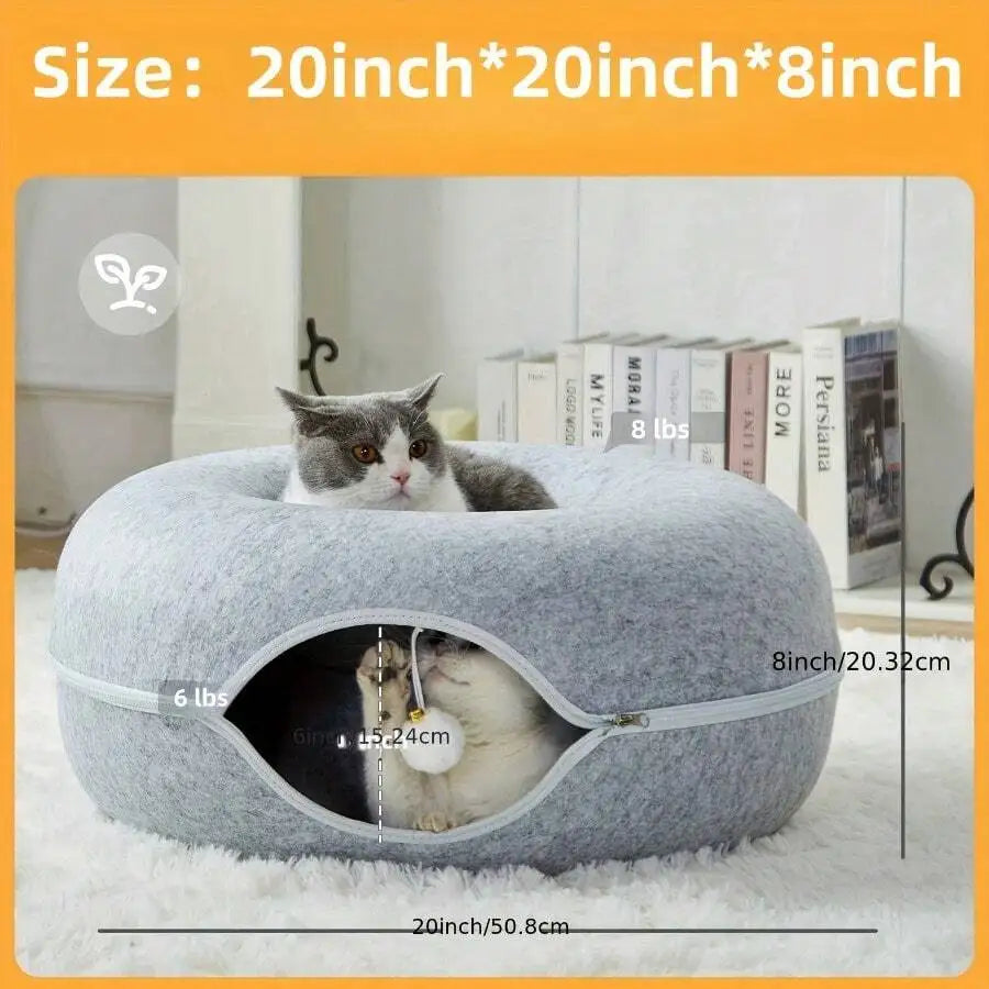 Cat Cave Bed Donut Tunnel For Indoor Cats Scratch Resistant