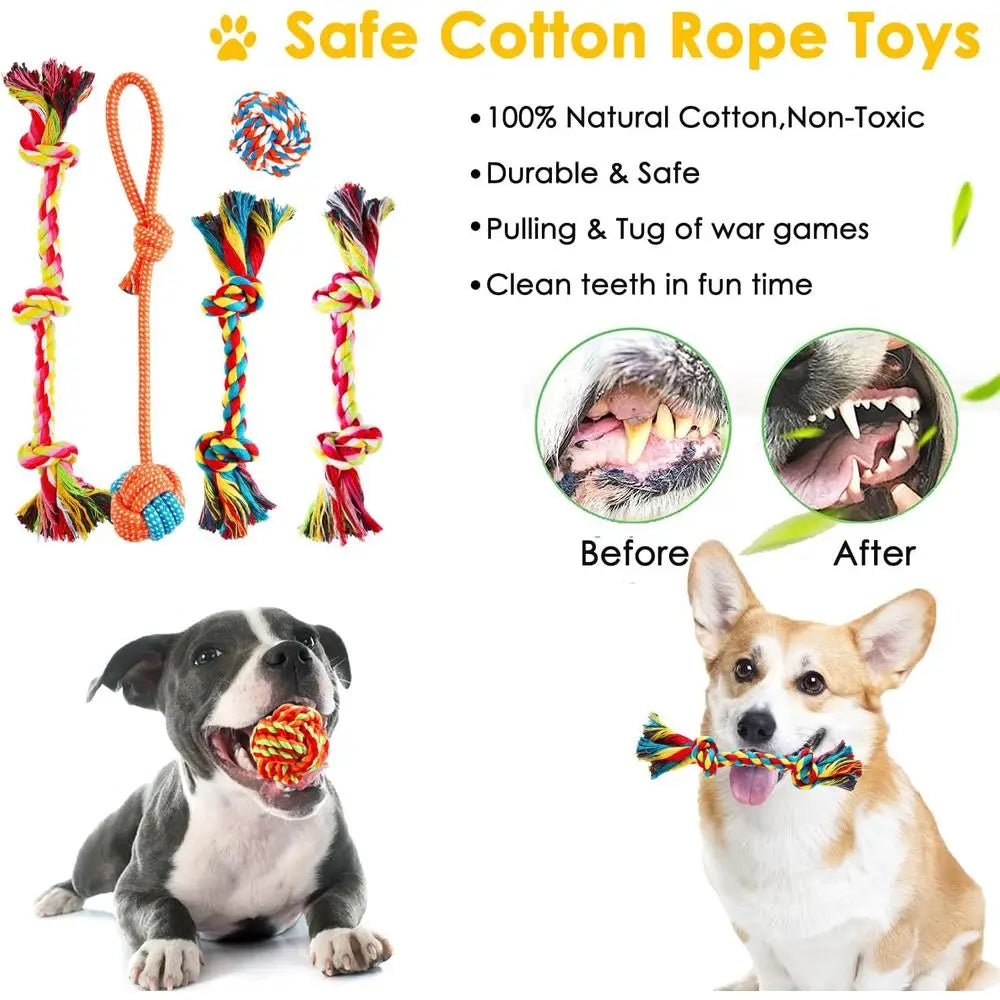 Dog Toys 25 Pack For Small Dogs Squeaky Plush Balls Rope Tug