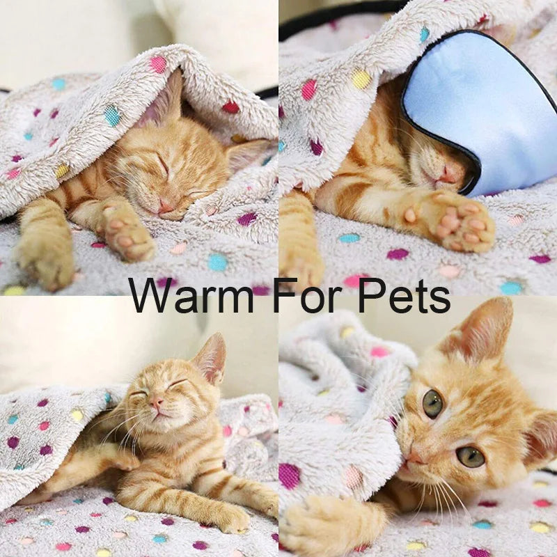 Soft Fluffy Pet Blanket Dot Pattern Ultra Cozy For Pets
