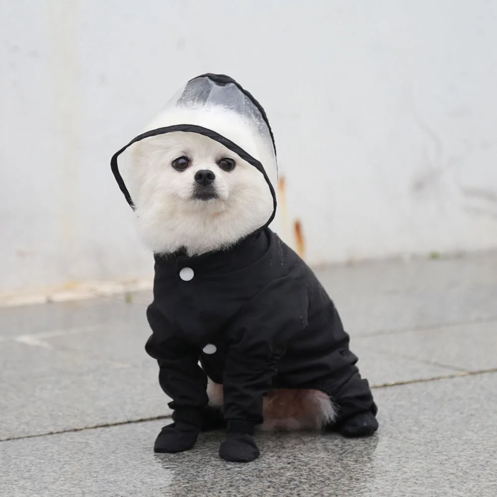 Dog Raincoat With Hooded Rain Boots For Small Dogs