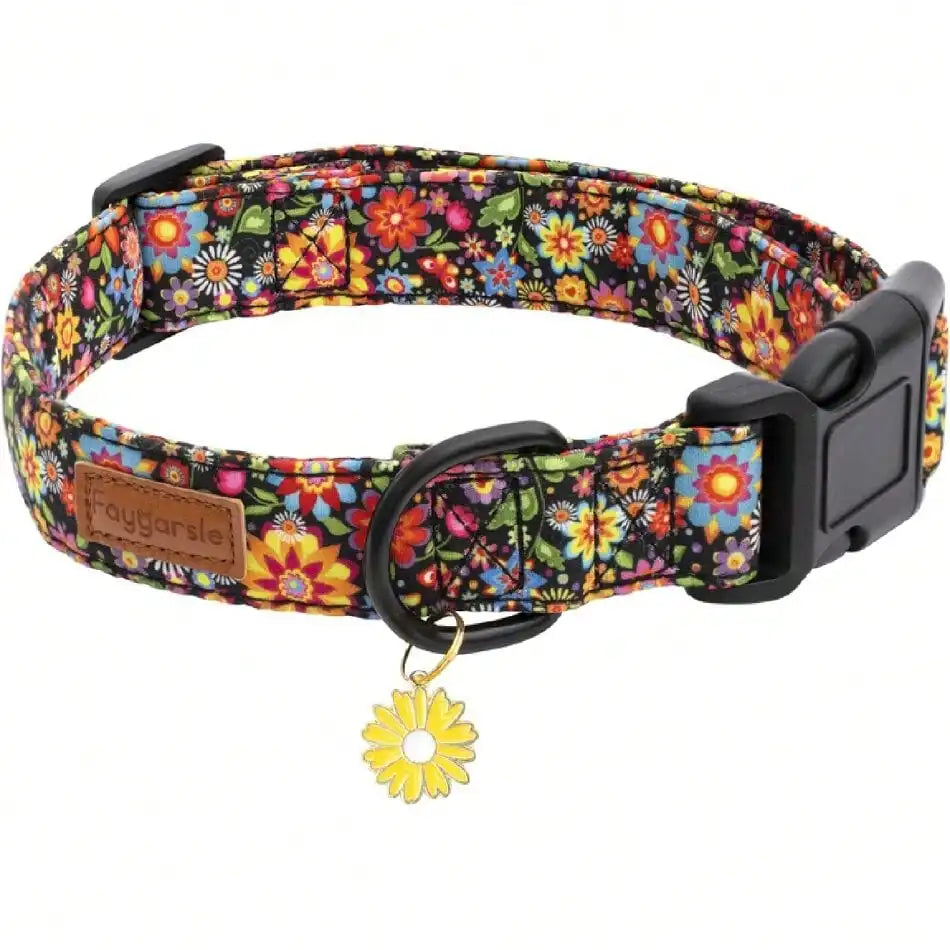 Floral Dog Collar With Flower Design For Girls Female Dogs