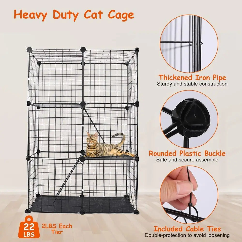 3 Tier Indoor Cat Enclosure DIY Playpen for Kittens