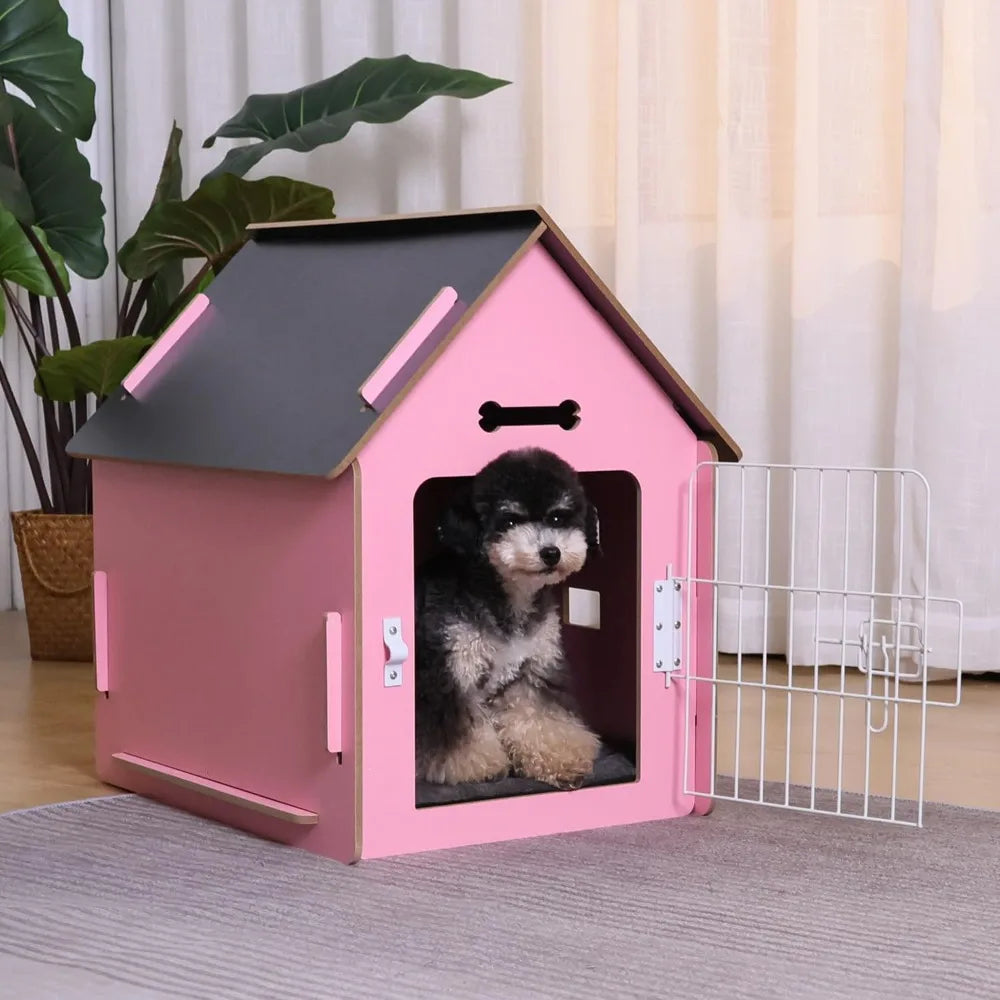 High-concerned Wooden Indoor Dog House For Pets With Roof