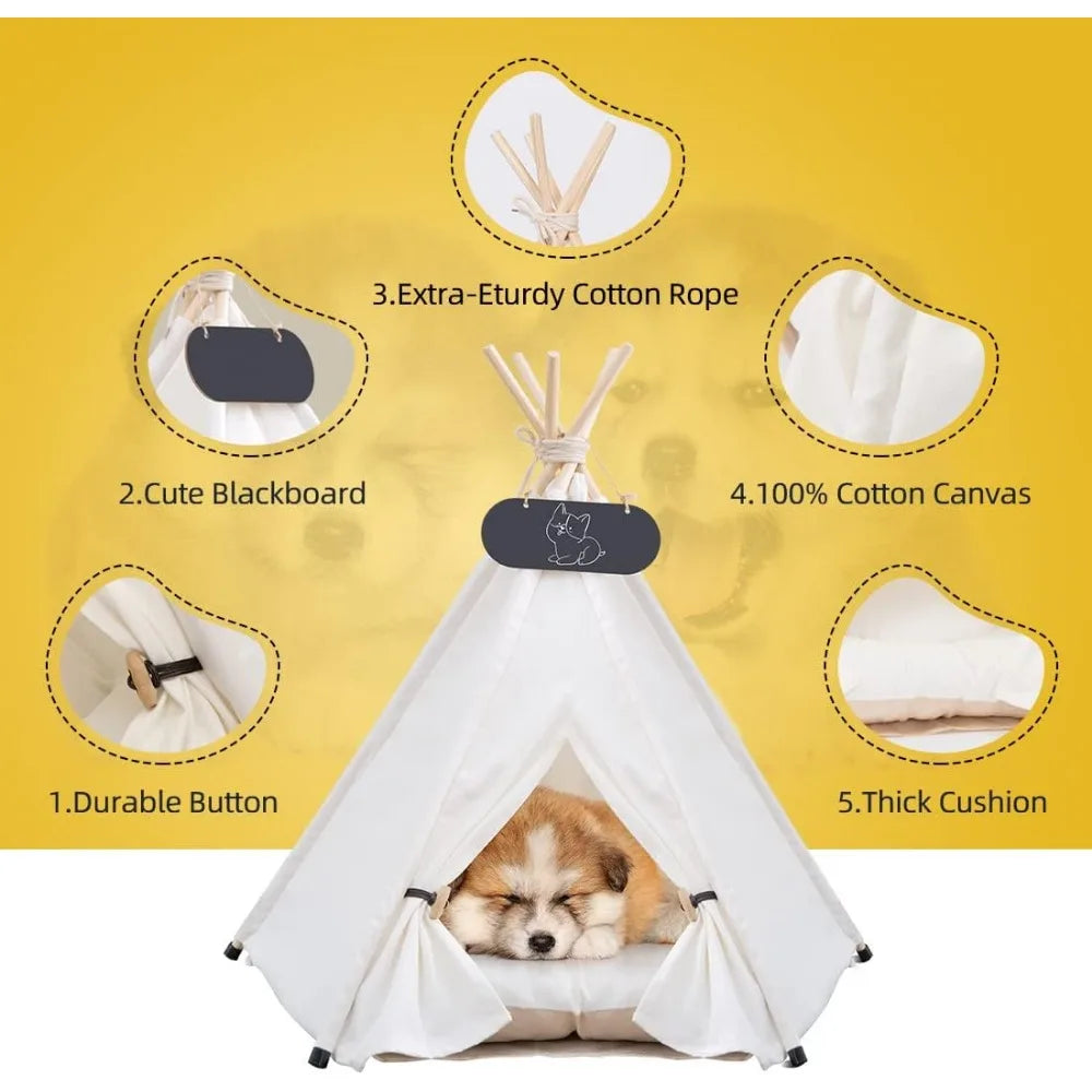 Pet Teepee Tent for Dogs and Cats Washable Cushion