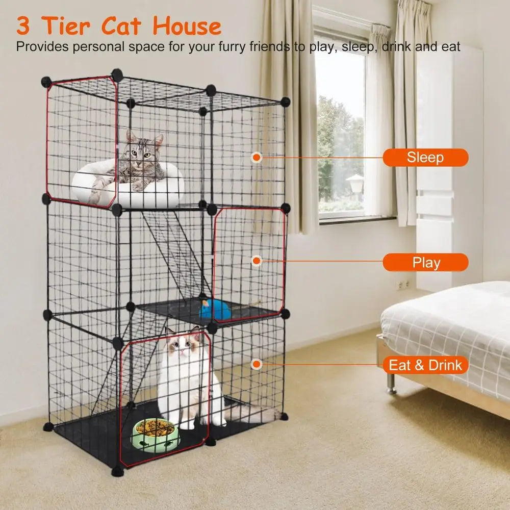 3 Tier Indoor Cat Enclosure DIY Playpen for Kittens