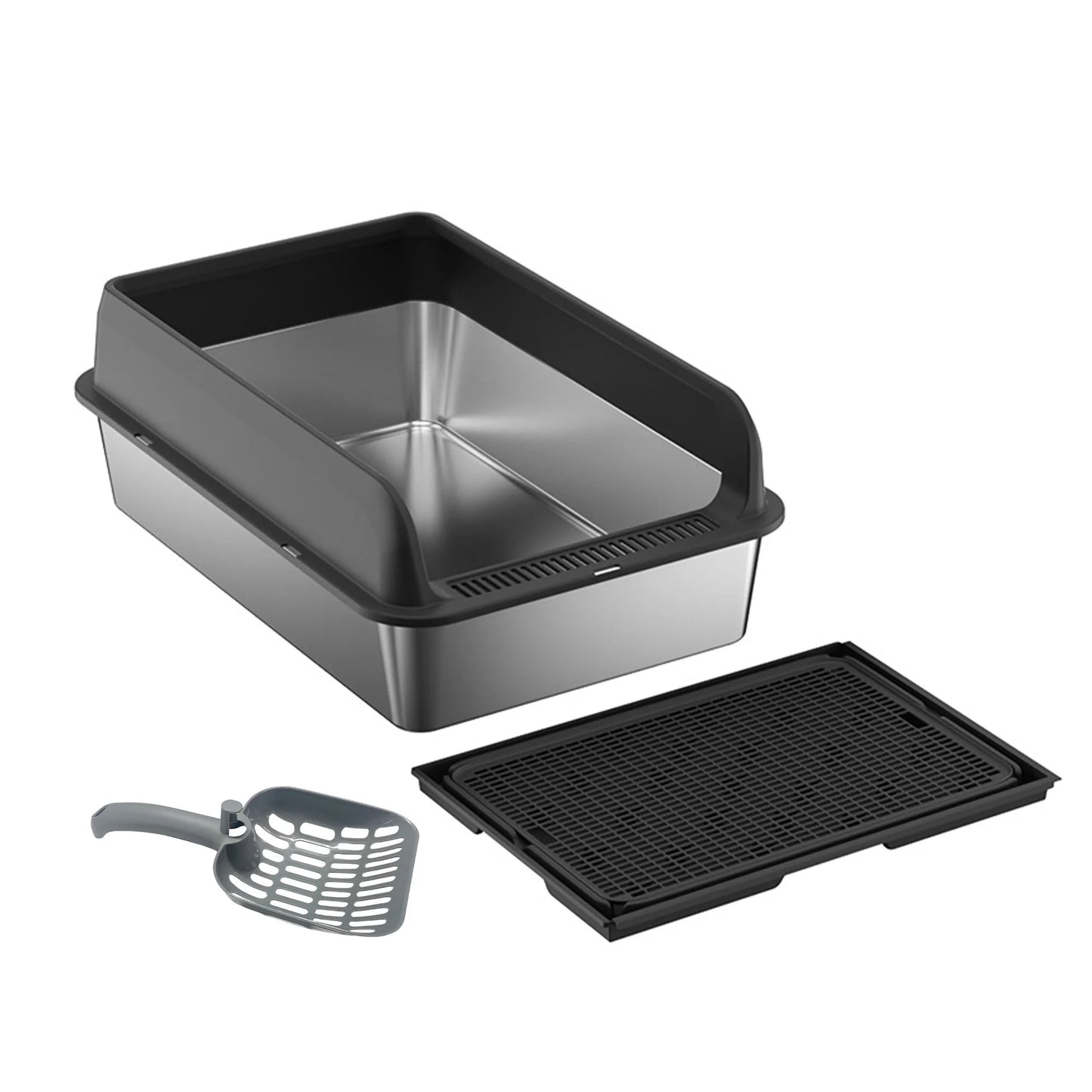 TWISTER.CK Stainless Steel Cat Litter Box With Lid And Scoop