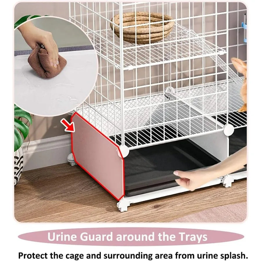 Hign-concerned Two Story Indoor Rabbit Cage With Dual Deep Pull Out Trays And Urine Guard
