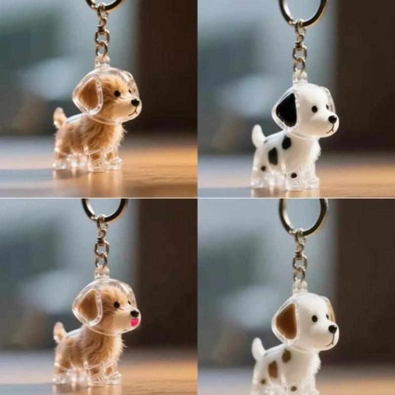 Cute Dog Hair Storage Keychain Plastic Transparent Fur Box