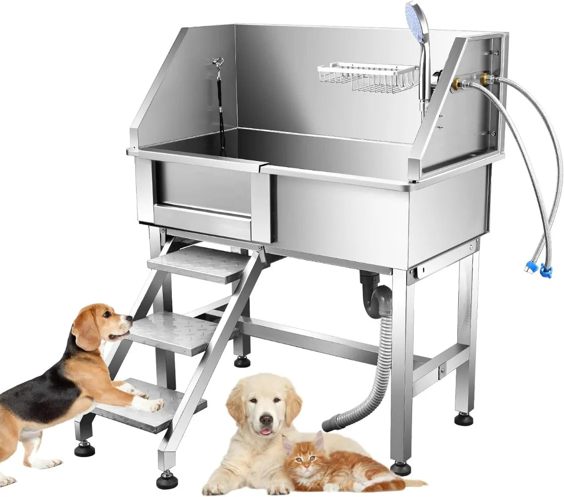 High-concerned ProfessionalGrade Dog Bathing Tub Pet GroomingSystem SlidingDoor Ultra
