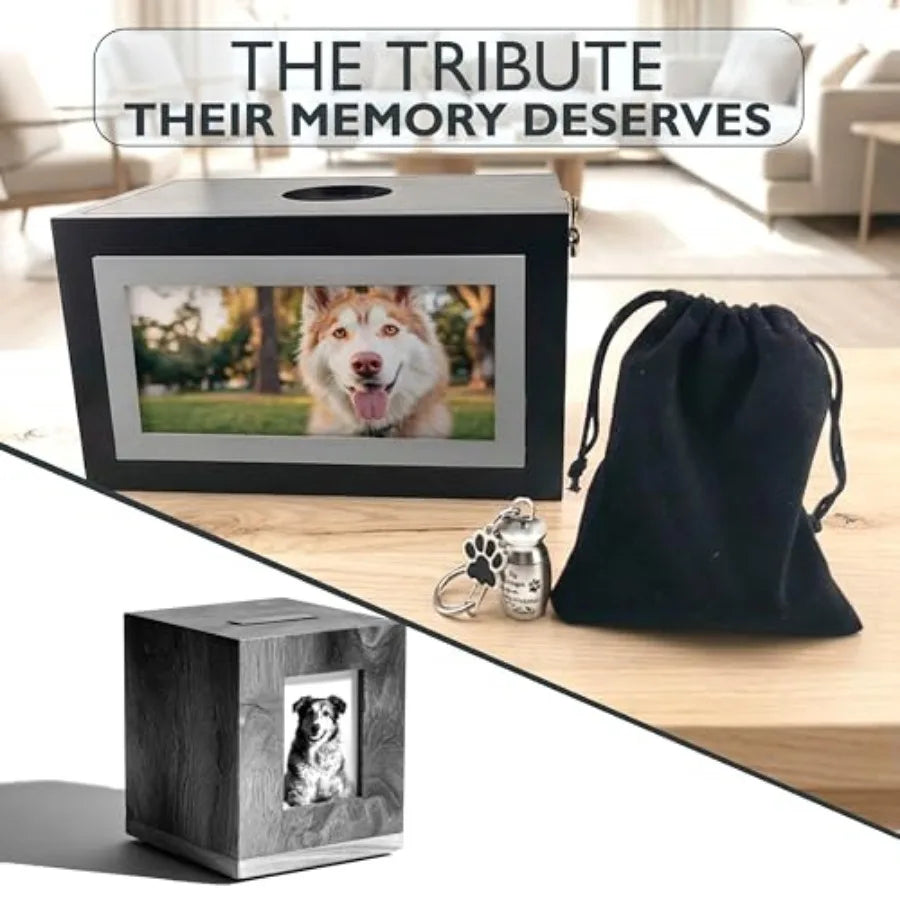Pet Memorial Dog Urn Set With Photo Frame And Accessories