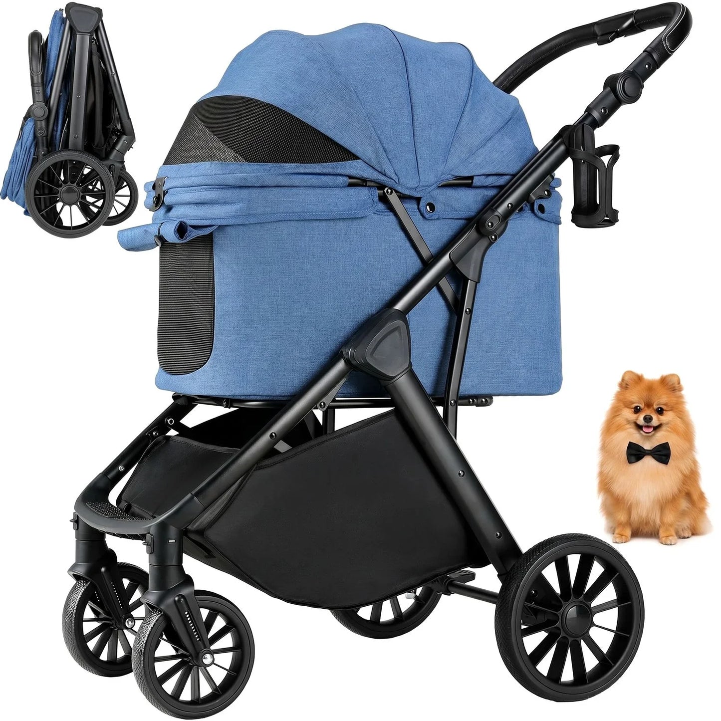 Foldable Pet Stroller For Medium Dogs And Cats All Terrain