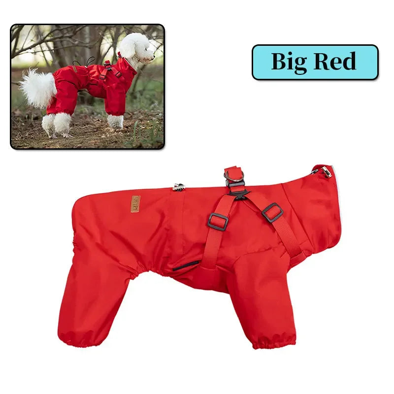 NONE Dog Raincoat With Harness Waterproof Jacket Reflective Strips