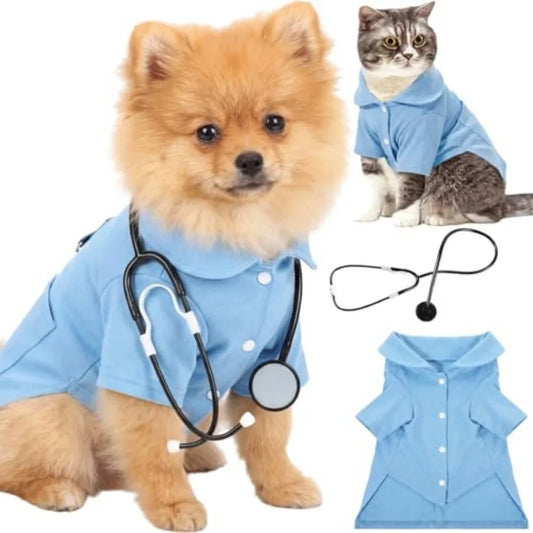 Pet Doctor Costume With Stethoscope Nurse Outfit For Dogs And Cats