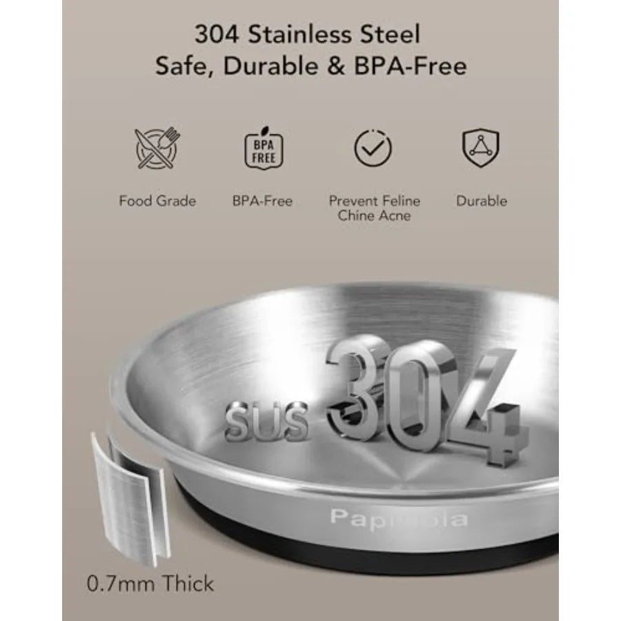 Stainless Steel Cat Bowls 2 Pack Non Slip Whisker Friendly
