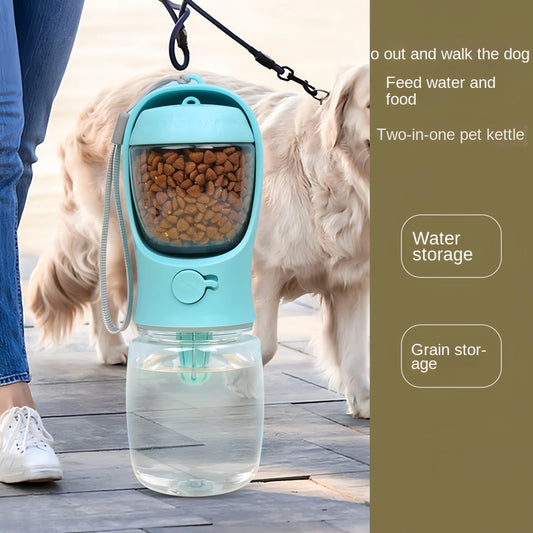 Portable Pet Water Bottle With Food Storage For Dogs Cats