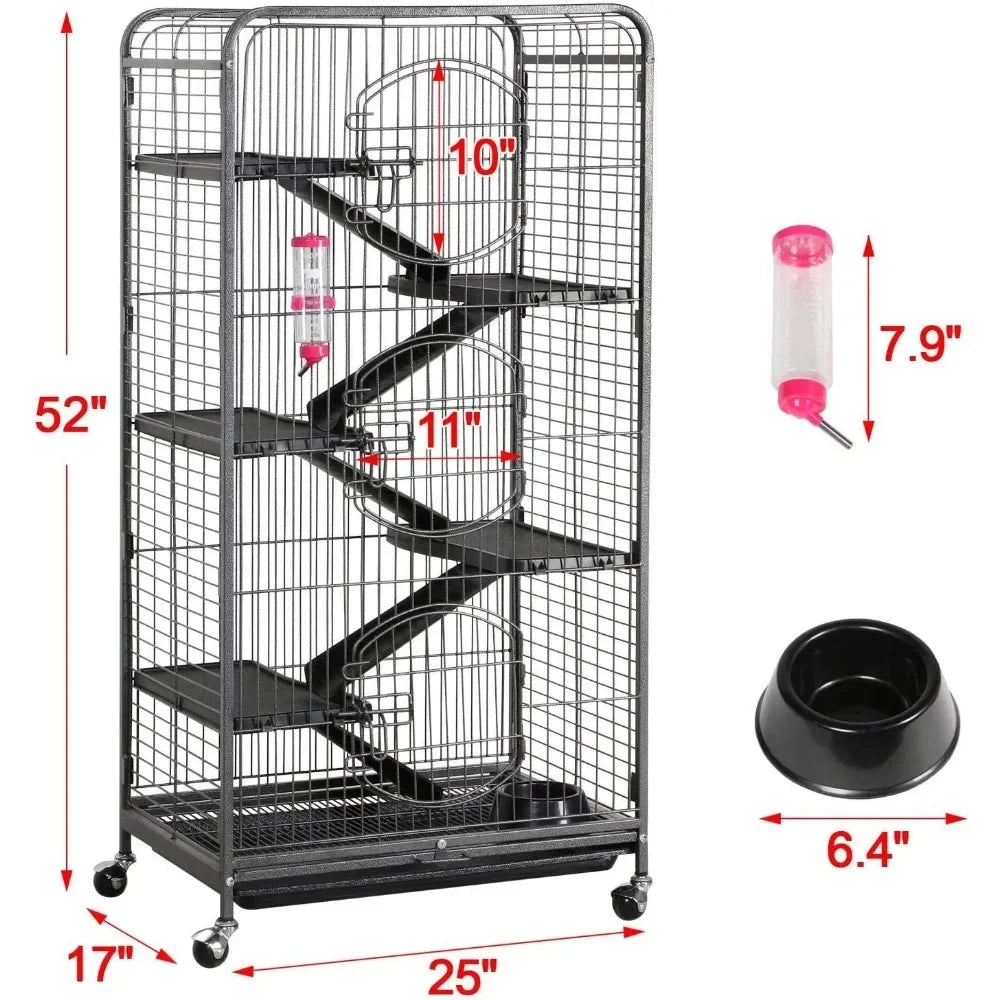 Metal Ferret Cage 6 Levels Front Doors With Wheels