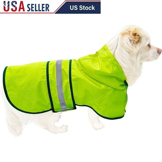 High Concerned Waterproof Reflective Dog Raincoat Hooded Slicker Jacket