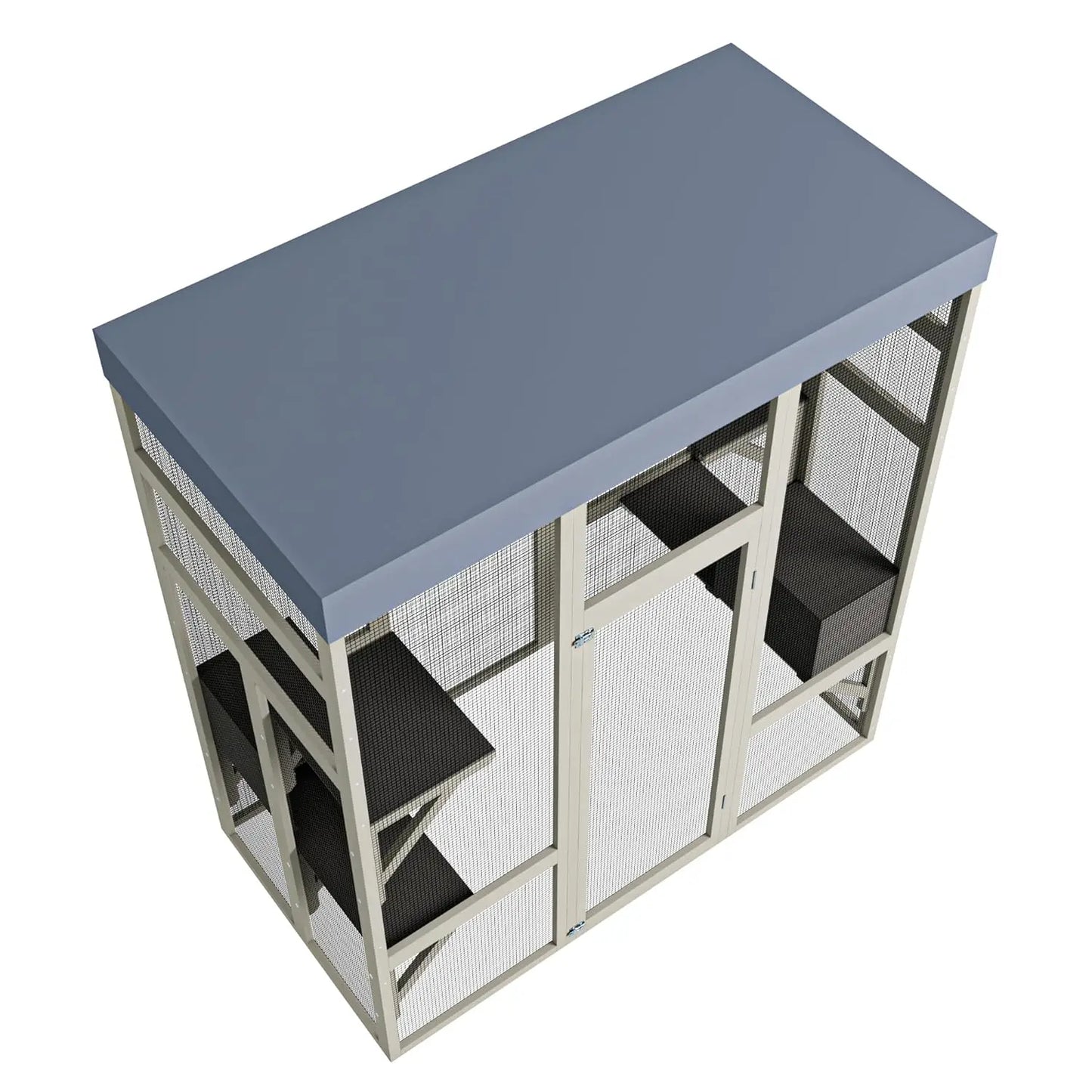 Wooden Outdoor Catio Enclosure With Waterproof Roof And Platforms