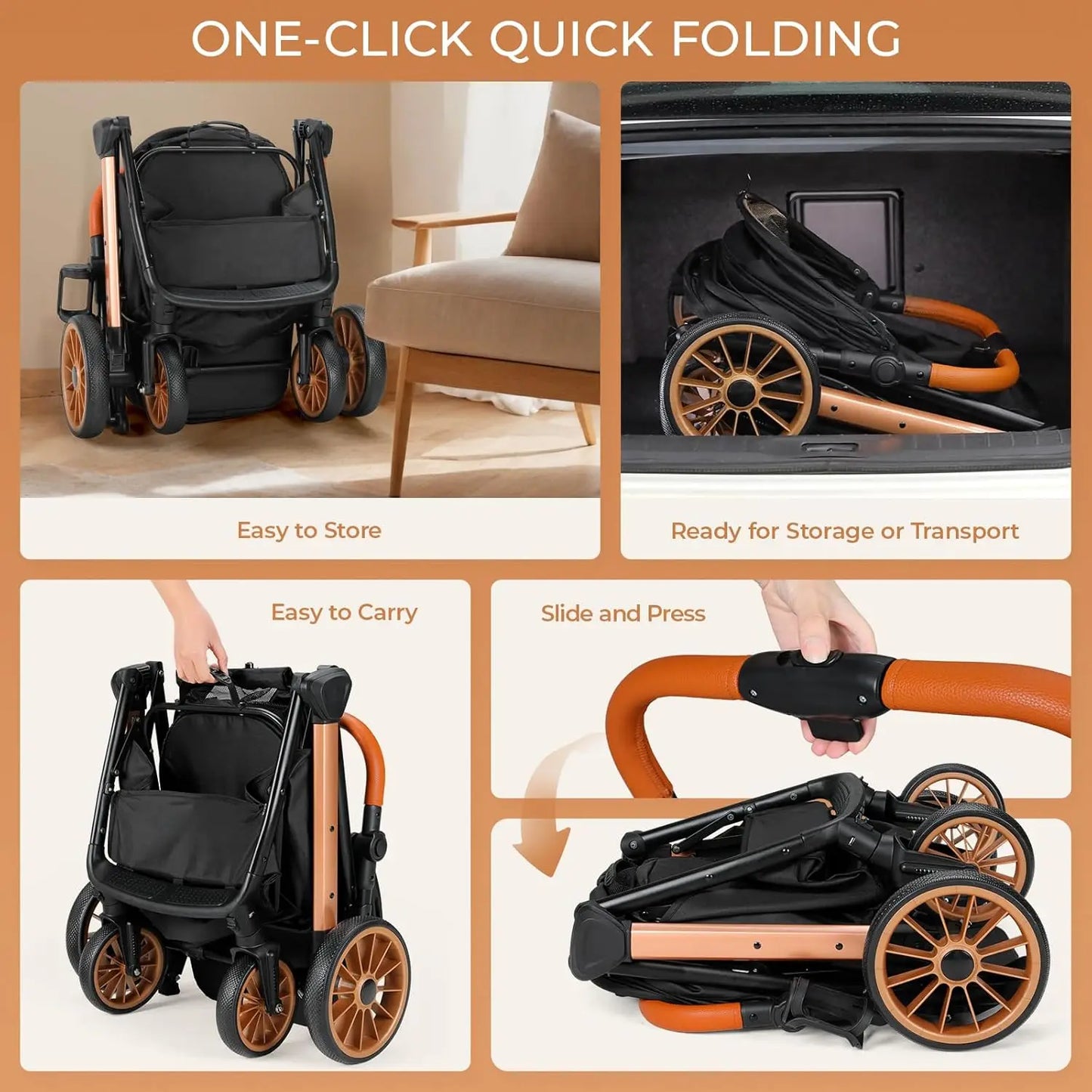 Foldable Pet Stroller For Medium Dogs And Cats All Terrain