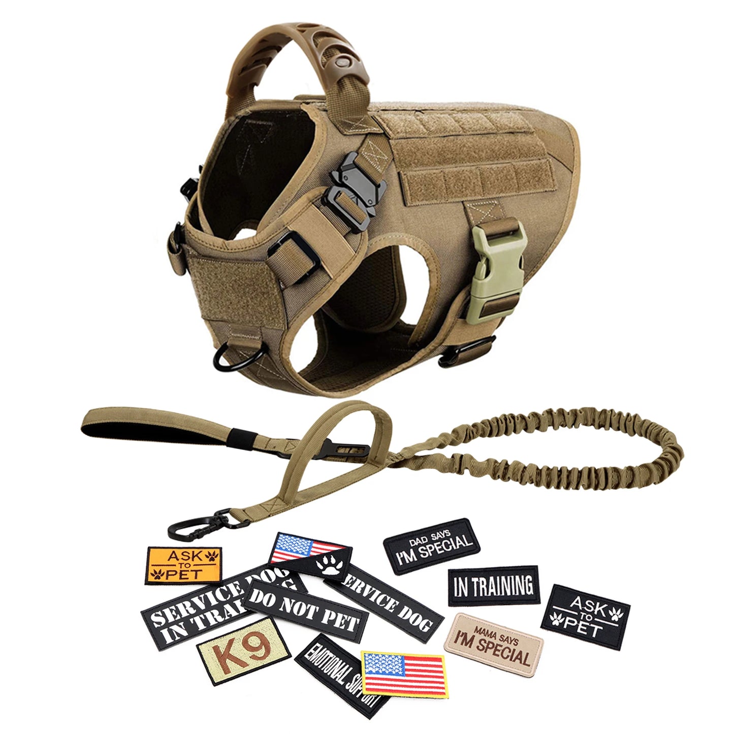 Petravel Military Dog Harness Vest Kit With Leash And Patches