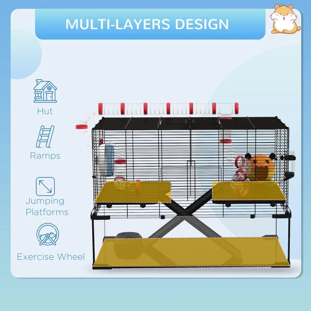 Farm Animals Hamster Cage With Tube Tunnel And Glass Bottom For Small Animals Such As Dwarf Hamsters Rats Gerbils