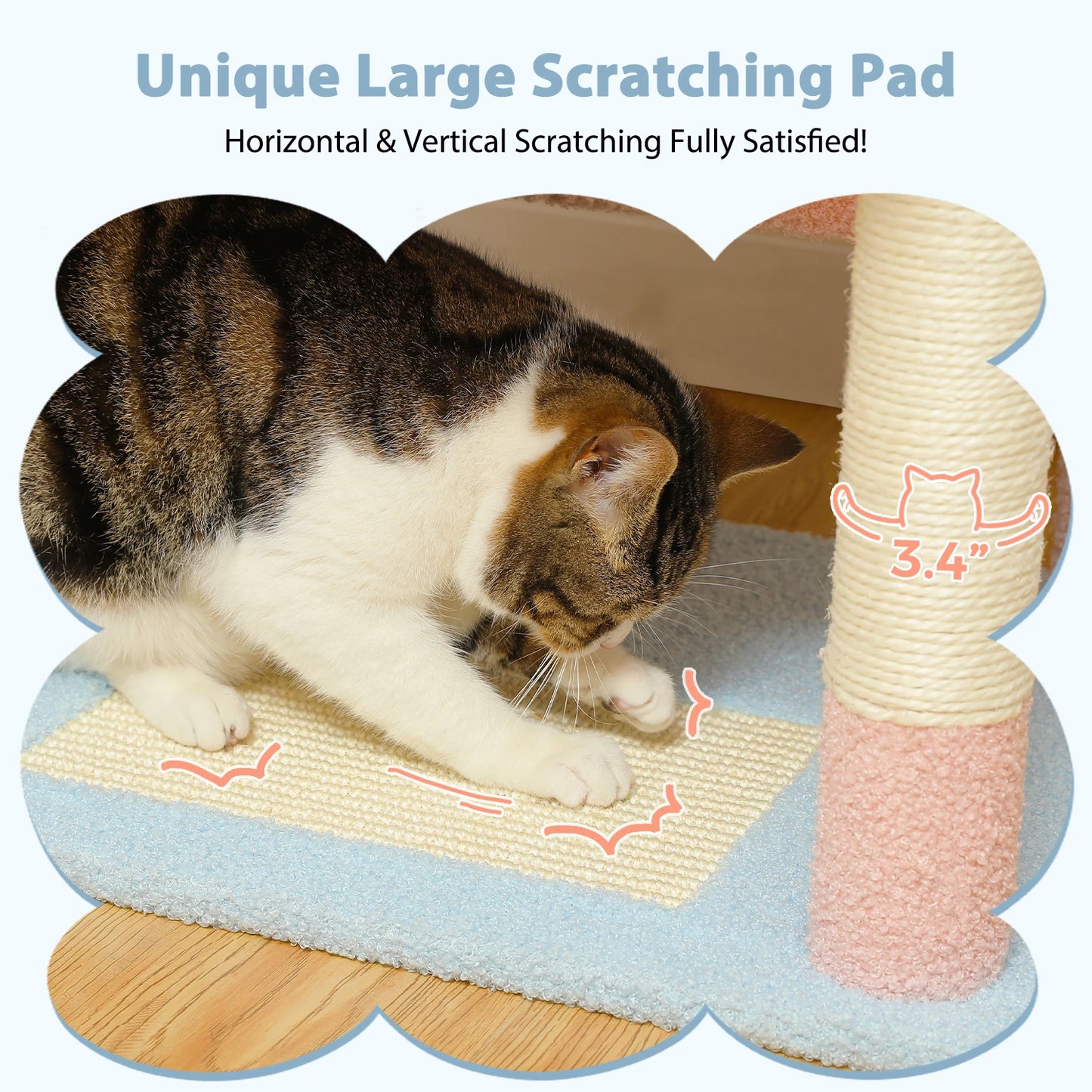 PEQULTI Multi Level Cat Tree Tower Scratching Posts Hammock Condo