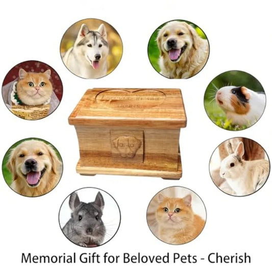 Pet Memorial Urn for Dogs and Cats Acacia Wood Keepsake