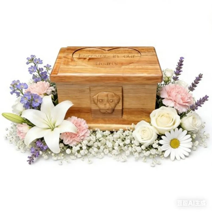 Pet Memorial Urn for Dogs and Cats Acacia Wood Keepsake