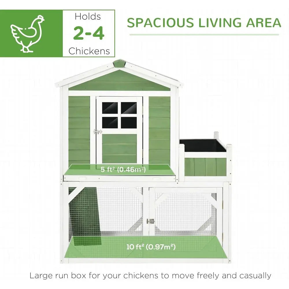 Outdoor Chicken Coop For 2-4 Hens With Garden Weather Protection
